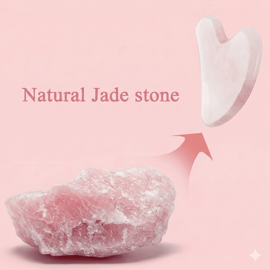 Rose Quartz Gua Sha & Facial Roller Set - Natural Stone Face Sculpting Kit