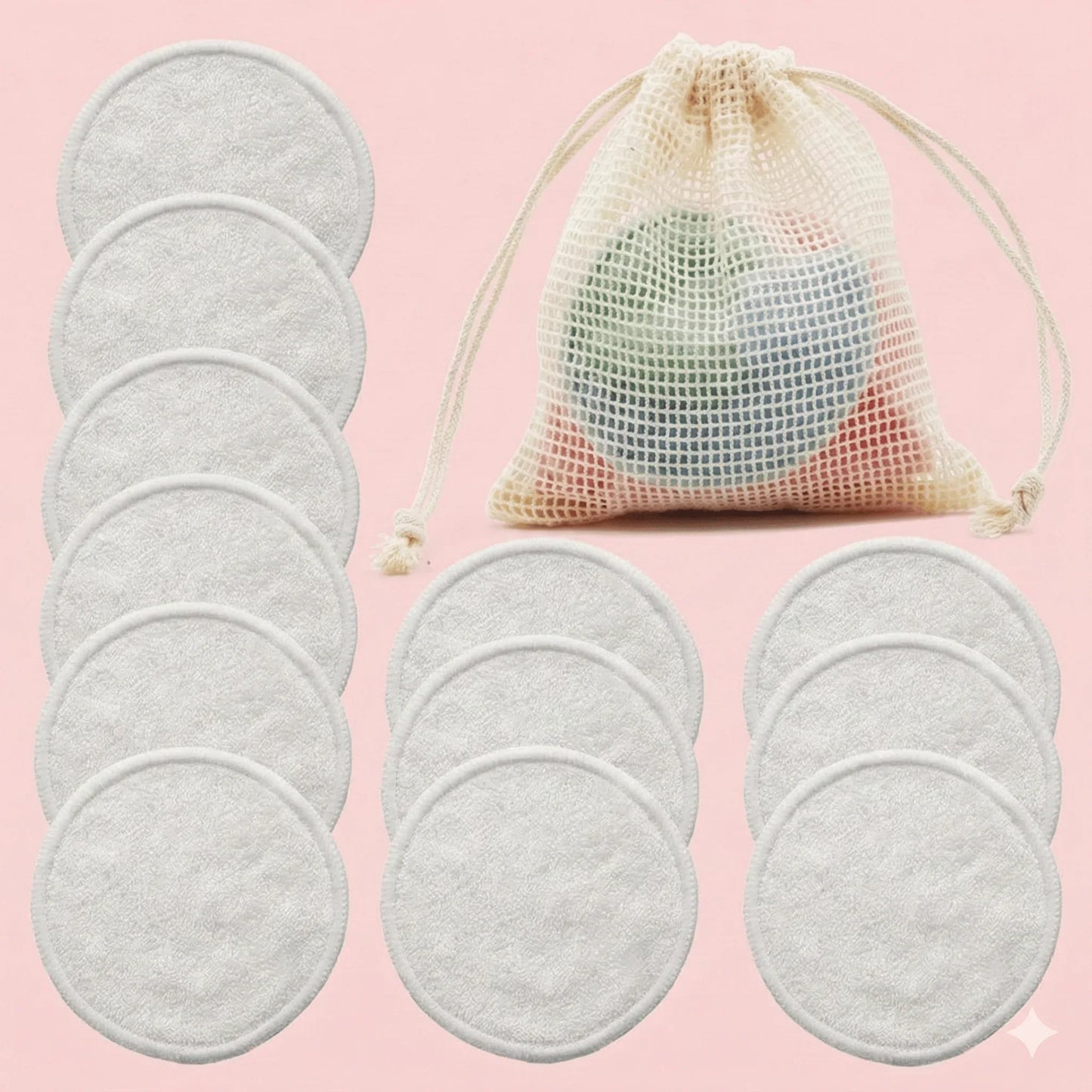 Reusable Bamboo Makeup Remover Pads - 12 Pack Eco-Friendly Cleansing Rounds