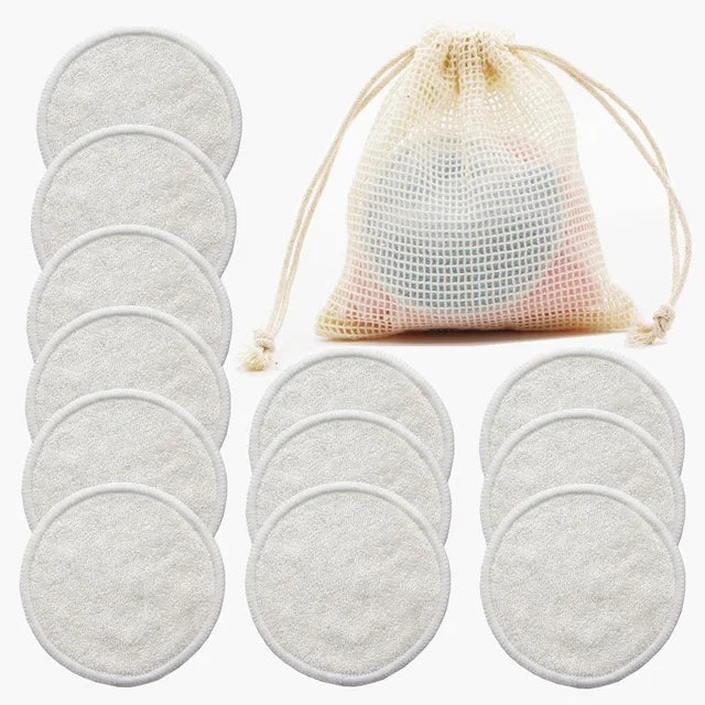 Reusable Bamboo Makeup Remover Pads - 12 Pack Eco-Friendly Cleansing Rounds