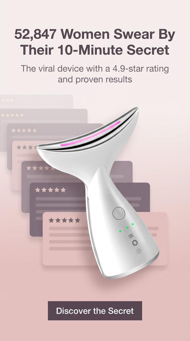 EMS Microcurrent Neck Lifting Device - LED Light Therapy for Double Chin & Wrinkles