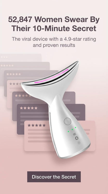 EMS Microcurrent Neck Lifting Device - LED Light Therapy for Double Chin & Wrinkles
