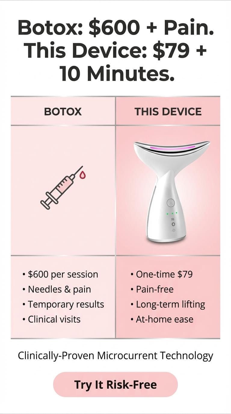 EMS Microcurrent Neck Lifting Device - LED Light Therapy for Double Chin & Wrinkles