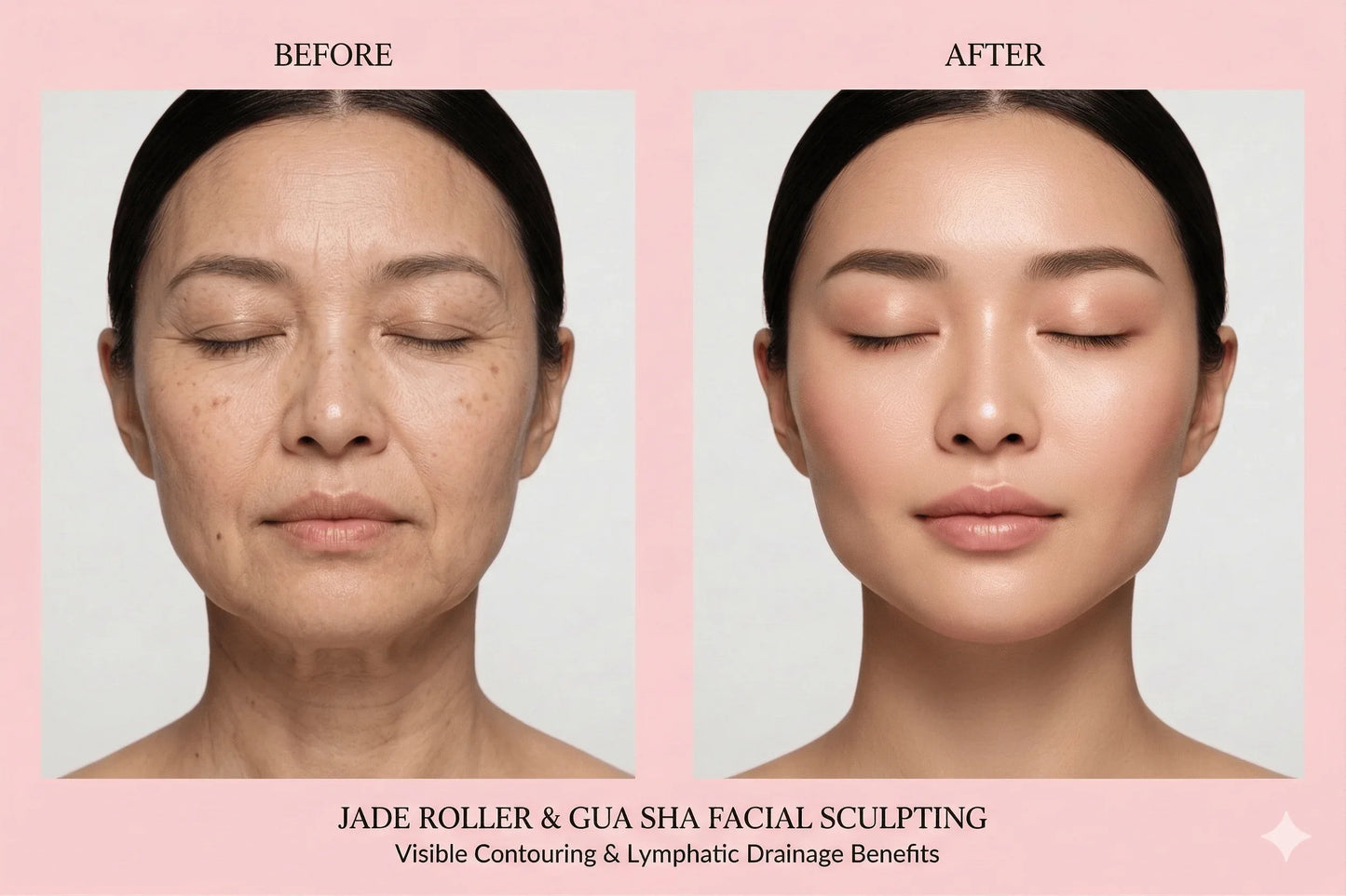 Jade Roller & Gua Sha Massage Set - Natural Stone Facial Tool Kit