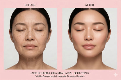 Jade Roller & Gua Sha Massage Set - Natural Stone Facial Tool Kit