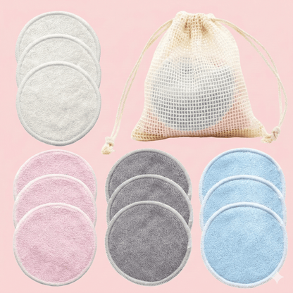 Reusable Bamboo Makeup Remover Pads - 12 Pack Eco-Friendly Cleansing Rounds