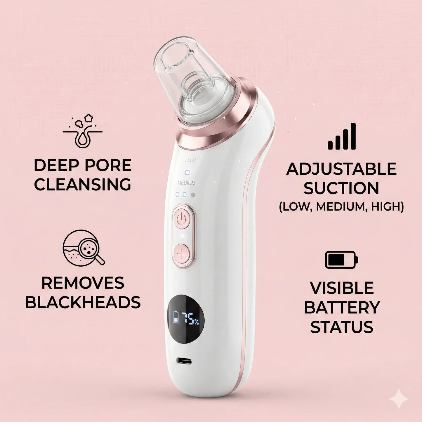 Electric Blackhead Remover Vacuum - USB Rechargeable Pore Cleaner