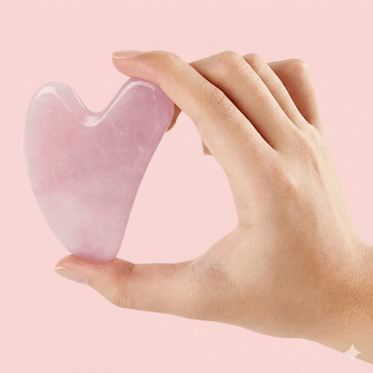 Rose Quartz Gua Sha & Facial Roller Set - Natural Stone Face Sculpting Kit