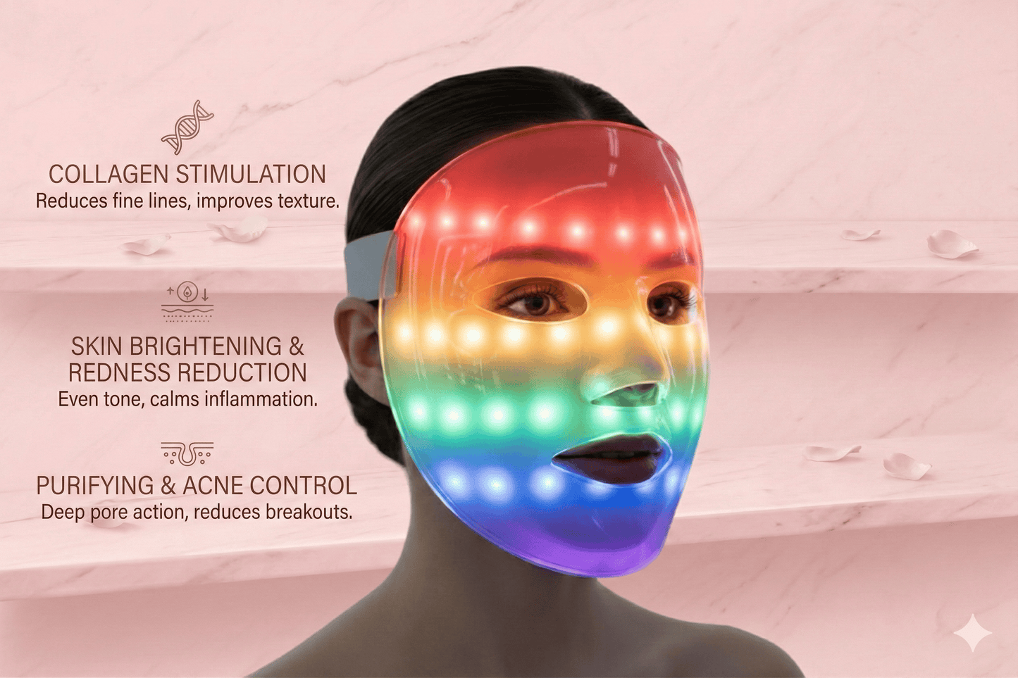 LED Light Therapy Face Mask - 7 Color Rechargeable Anti-Aging Device
