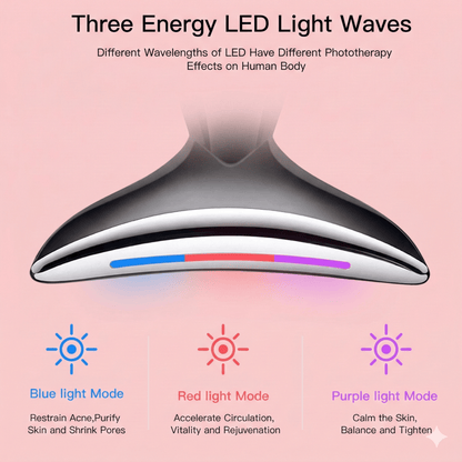 EMS Microcurrent Neck Lifting Device - LED Light Therapy for Double Chin & Wrinkles