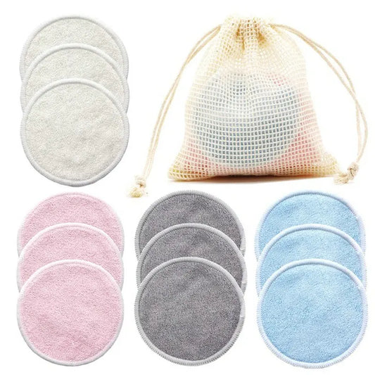 Reusable Bamboo Makeup Remover Pads - 12 Pack Eco-Friendly Cleansing Rounds