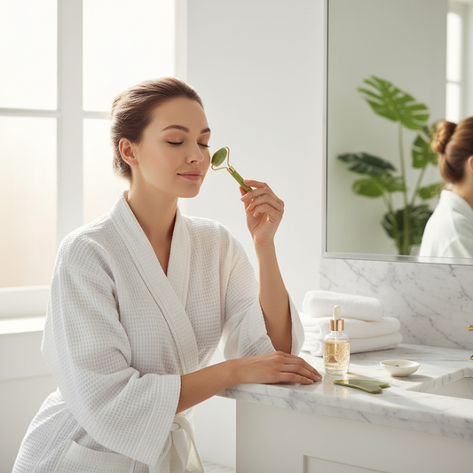 Jade Roller & Gua Sha Massage Set - Natural Stone Facial Tool Kit